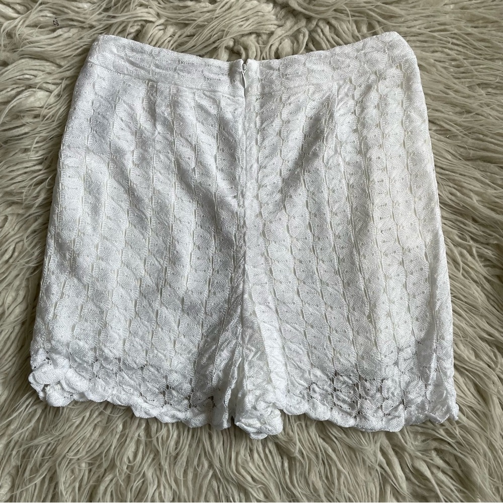 MISSONI Curved Zig-Zag Open Weave Knit Brilliant White Lace Shorts EUC IT40/US4 - Picture 6 of 12